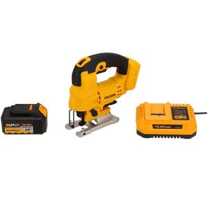 Tolsen Decoupeerzaag op Accu Brushless Industrial – 20V Li-ion – Slaglengte: 23 mm - Instelbare zaaghoek: 0-45°- Incl. 1x 4.0Ah accu, 1x snellader, 2 zaagbladen & accessoires