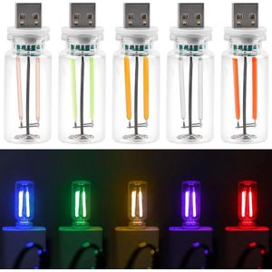 USB Car Interior Lights Set of 5 - Touch Night Light Ambient Lighting for Car, Laptop, Power Bank (Blue + Red + Green + Purple + ...)