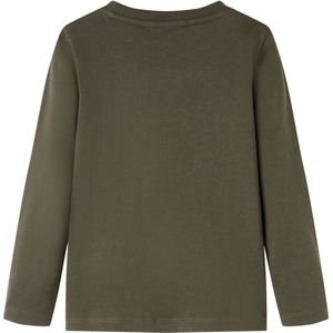 Kindershirt lange mouwen kaki - Maat 140 - 100% katoen