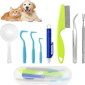 Allecto plus - Teken Verwijder Set voor Honden, Tekenhaak, Tekenpincet, Kam & Vergrootglas, Huisdierenverzorging