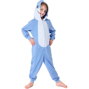 Ladeheid Kinderen Pyjama - Overal slapen - Lange mouwen - Lange broek - Katoen - LA-LA40-232-PJ - Blauw Haai - 122-128