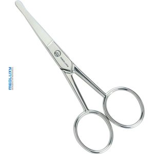 MEDLUXY® - Gezichthaar Schaar - voor knippen van Neus, Wenkbrauw, Snor, Baard, Oorhaar - Rechte Schaarbladen - Rechtshandig - 11 cm - stompe punt (baardschaar, snorschaar, wenkbrauw schaartje)