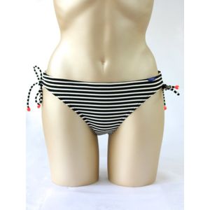 Cyell - Lilly Puerto - bikini slip - zwart wit - op de heupen speelse touwtjes - maat 36 / S