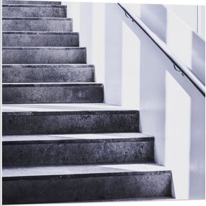 PVC Schuimplaat- Stenen Trap in het Zwart Wit - 80x80 cm Foto op PVC Schuimplaat