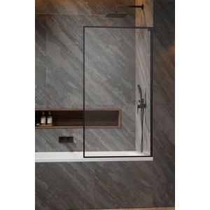 Badwand Modo F SL - 60x150cm - Zwart - 8MM hard glas - Rechts gehoekt