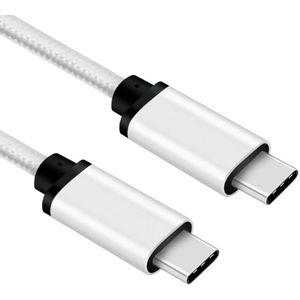 USB C kabel - 3.1 gen 1 - 5 Gb/s - Gevlochten nylon mantel - Zilver - 2 meter - Allteq