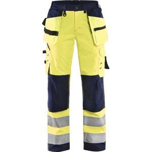 Blåkläder 7167-2517 Dames Softshell werkbroek High Vis Geel/Marineblauw maat 40