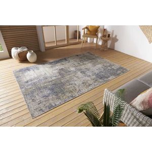 Flycarpets Binnen & Buitenkleed Vloerkleed - Gizeh - Creme / Blauw - 80x200 cm