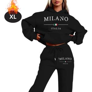 Nivard Joggingpak - Huispak - Volwassenen - Trainingspak - Comfortabel - Joggingsbroek - Tracksuit - Dames - Winter - Zwart - XL