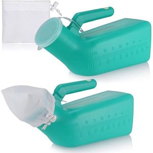 Urinefles voor Heren - Premium Draagbare Plasfles met Grote Capaciteit (1000 ml) en Glow-in-the-Dark Functie - Ergonomisch Ontwerp en Geurwerend Deksel - Ideaal voor Zieken, Ouderen en Onderweg - Set van 2