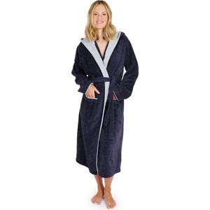 Blumtal Badjas Katoen Dames - Katoenen Badjas - Zachte Badjas - Met Capuchon - Fluweelzachte Badstof - Oeko-TEX® Gecertficeerd - Donkerblauw - Maat S