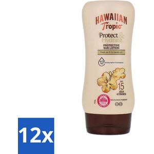 Hawaiian Tropic - Zonnebrand - Protect Hydrate Sun Lotion SPF 15 - Beschermend & Hydraterend - 180 ml - Voordeelverpakking - 12 stuks
