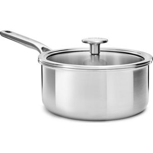 KitchenAid Multi-Ply RVS Steelpan - ø20cm - 3,1L - met glazen deksel - inductie - PFAS-vrij