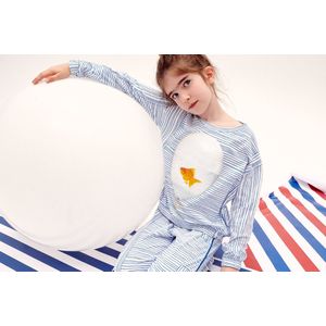 Woody X Anne Kurris pyjama meisjes/dames - blauw - goudvis - 233-18-APA-Z/973 - maat 116