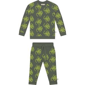 Smitten Organic - 'Camping Magical Leopard' All Over Print Set in Balsam Green kleur