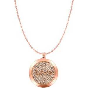 Silventi Lockits Gift Set 8SL SET0060 Stalen Collier met Muntenhanger en 1 Horlogemunt Ø 25 mm - Zilverkleurig / Roségoudkleurig