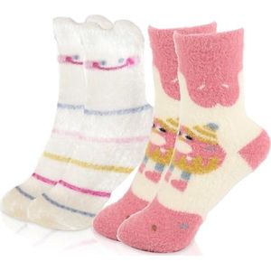 Comfortabele Fuzzy Dikke Sokken met Koe Print voor Dames - Warm en Gezellig