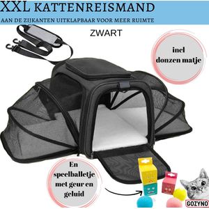 Kattenreismand XL-Kat en Hond-reismand-Vliegtuig geschikt-Draagtas Huisdier-Zwart-Gozyno