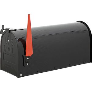 USA Mail USA/N Amerikaanse brievenbus van verzinkt staal, de ""US mailbox"" klassieker met rode vlag, US brievenbus voor buiten, maat L (tijdschriften C4 enveloppen) zwart