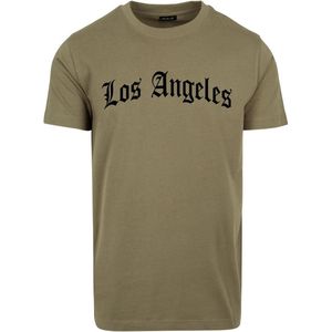 Mister Tee - Los Angeles Wording Heren T-shirt - Olijfgroen