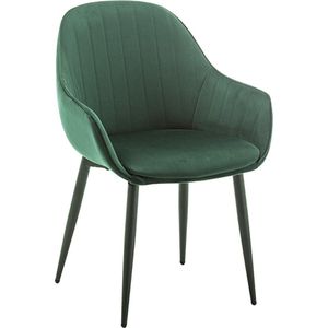 IN.HOMEXL – Bailey - Groen - Eetkamerstoel met armleuning - Fluweel Stoel - Eetstoelen - Velvet Eetkamerstoel - Metaalpoot - Fluweel Stoelen - Eetkamerstoel set van 4