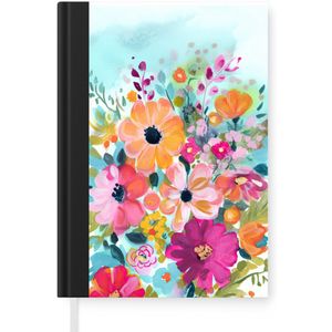 Notitieboek - Schrijfboek - Bloemen - Schilderij - Natuur - Botanisch - Notitieboekje klein - A5 formaat - Schrijfblok