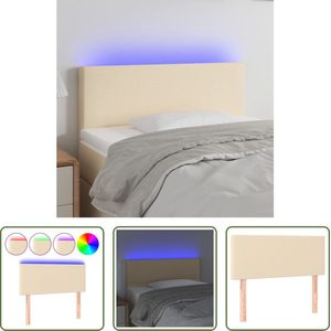 The Living Store LED Hoofdeind - Crème - 80 x 5 x 78/88 cm - Verstelbaar - Duurzaam stof - Kleurrijke LED-verlichting - Snijdbare LED-strip - Montagehandleiding - USB-aansluiting - IP65