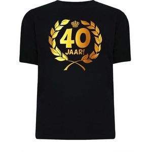 Funny zwart shirt. Gouden Krans T-Shirt - 40 jaar - Maat XS