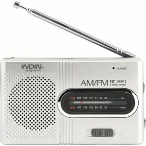 Kleine Draagbare Radio op Batterijen - Batterij Radio - Radio op Batterijen voor Rampen - Noodradio - Zakradio - AM/FM Radio - Koptelefoonaansluiting - Inclusief 2x AA batterijen