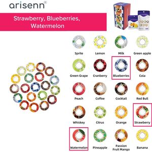 Arisenn® ZERO aroma tripple pod pack - Strawberry, Blueberries, Watermelon - geschikt voor Zero-Fles - de perfecte oplossing voor smaakvol water - 0% suiker 0% toevoegingen! - Geur Pod - Smaak Pod - Aroma Pod - 3 pods per bestelling