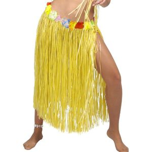 Toppers in concert - Fiestas Guirca Hawaii verkleed rokje - voor volwassenen - geel - 50 cm - hoela rok - tropisch