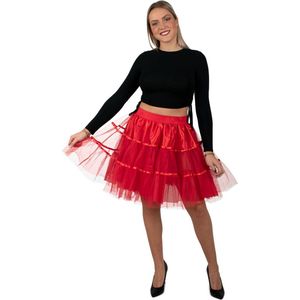 PartyXplosion - Dans & Entertainment Kostuum - Petticoat Duivels Rood 45 Centimeter Vrouw - Rood - One size - Halloween - Verkleedkleding