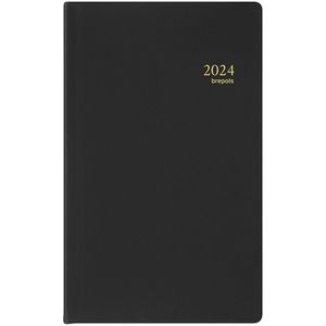 Brepols Agenda 2024 • Breform • Gelijnd • Seta PVC soepel omslag • 10 x 16,5 cm • Zwart