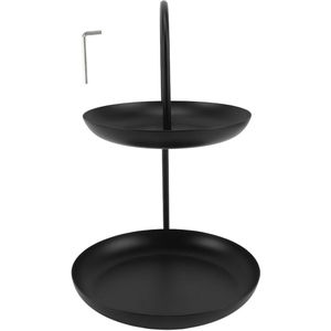 Ronde 2 Tier Iron Dessert Tray Fruit Stand Display Houder voor Party Bruiloft Verjaardag Thuis Zwart