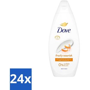 24 x Dove Fruity Nourish - Douchegel - Sulfaatvrij - 250 ml - Douchegel - Dove - Fruity Nourish - Hydraterend - Voedend