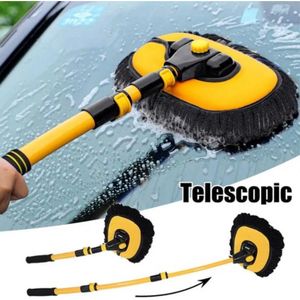Auto Was Mop met Telescopische Steel - Verstelbare en Buigbare Reinigingsborstel voor Auto's en Camper - Lang Handvat en Retractabele Reinigingsmop voor Auto Onderhoud