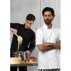 Premier Studded front s/s chef's jacket, Kleur Wit, Maat XS