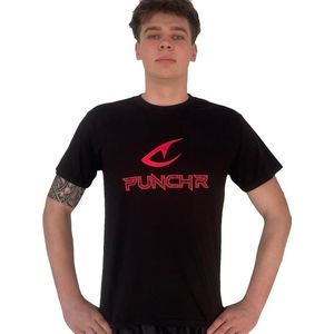 PunchR™ Logo's Sportswear T-Shirt Katoen Zwart Rood - XXL