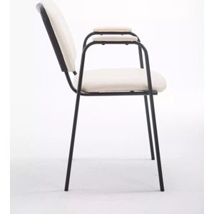 In And OutdoorMatch Bezoekersstoel - Eetkamerstoel - Kaycee - Wit Kunstleer - zwart frame - comfortabel - modern design - set van 1 - Zithoogte 47 cm - Deluxe