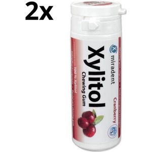Miradent Xylitol Kauwgom | Cranberry | 2 x 30 stuks | Voordeelverpakking