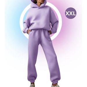 Livano Joggingpak Dames - Huispak - Trainingspak - Volwassenen - Capuchon - Jogging Pak - Joggingspak - Paars - Maat S