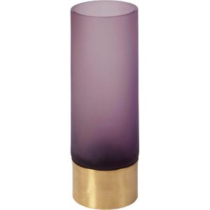 Decoratieve vaas in paars en goudgeblazen glas H21