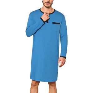 Heren Slaaphemd met Lange Mouwen van Katoen - Comfortabel en Ademend Nachtshirt