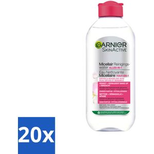 20 x Garnier - SkinActive - Micellair Reinigingswater - Droge & Gevoelige Huid - Hydraterend & Reinigend - 400 ml - Micellair Reinigingswater - Droge Huid - Gevoelige Huid - Make-up Verwijderen - Reinigen Zonder Spoelen