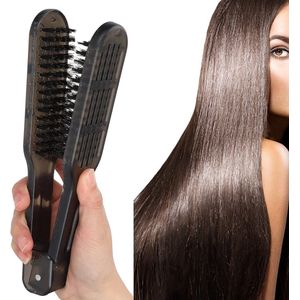 Double Brush Comb - Dubbelzijdige Haarborstel met Warmtebestendigheid - Antistatisch - Dubbele Borstel voor Kappers - Zwart - Unisex - Volwassenen - 1 Stuk