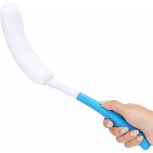 Body Brush - Massageborstel - Rugborstel - Lange steel - Badborstel - Natuurlijk haar - Blauw - 39 cm