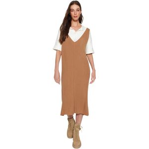 Trendyol - Twoaw24El00011 - Maxi V-Hals Vest - Gebreide Jurk