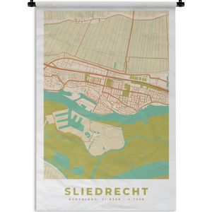 Wandkleed - Wanddoek - Kaart - Plattegrond - Sliedrecht - 60x90 cm - Wandtapijt - Stadskaart