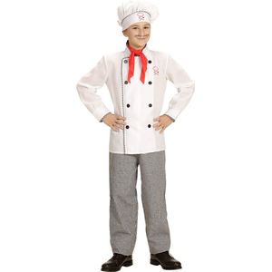 Widmann - Eten & Drinken Kostuum - Master Chef - Jongen - Wit / Beige - Maat 140 - Carnavalskleding - Verkleedkleding