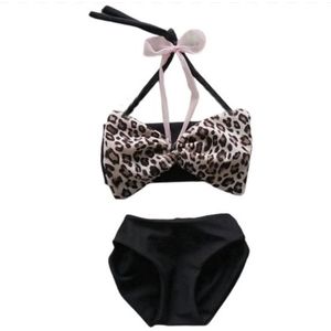 Maat 134 Bikini Zwart panterprint strik badkleding baby en kind zwem kleding leopard tijgerprint